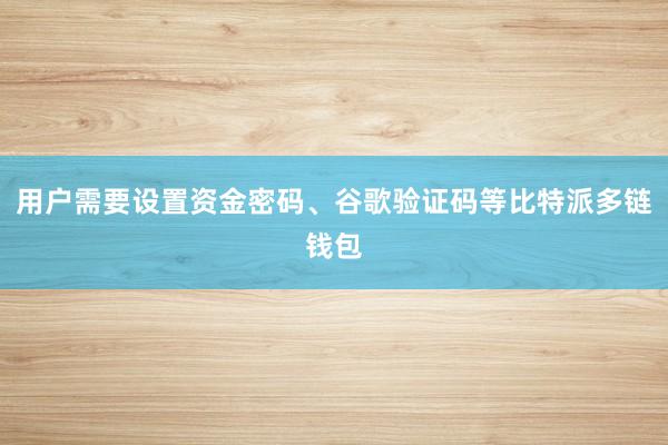 用户需要设置资金密码、谷歌验证码等比特派多链钱包