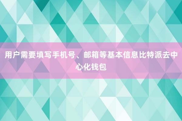 用户需要填写手机号、邮箱等基本信息比特派去中心化钱包