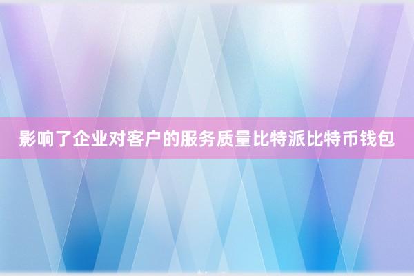 影响了企业对客户的服务质量比特派比特币钱包