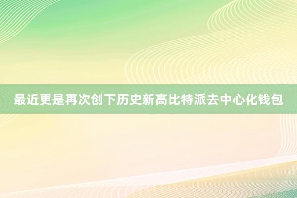 最近更是再次创下历史新高比特派去中心化钱包