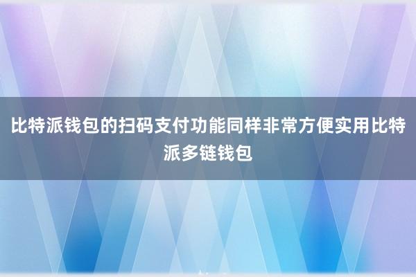 比特派钱包的扫码支付功能同样非常方便实用比特派多链钱包