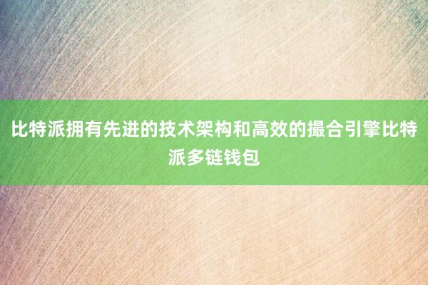 比特派拥有先进的技术架构和高效的撮合引擎比特派多链钱包