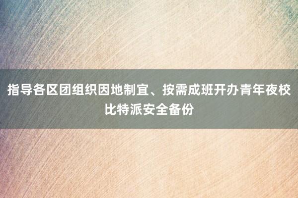 指导各区团组织因地制宜、按需成班开办青年夜校比特派安全备份